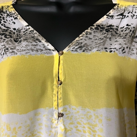 Kardashian Kollection Sheer Black and Yellow Blouse - Picture 3 of 9